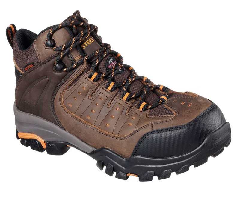 Skechers Delleker - Lakehead St - Mens Work Boots Brown/Orange [AU-VQ0277]